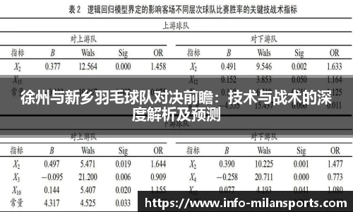 徐州与新乡羽毛球队对决前瞻：技术与战术的深度解析及预测